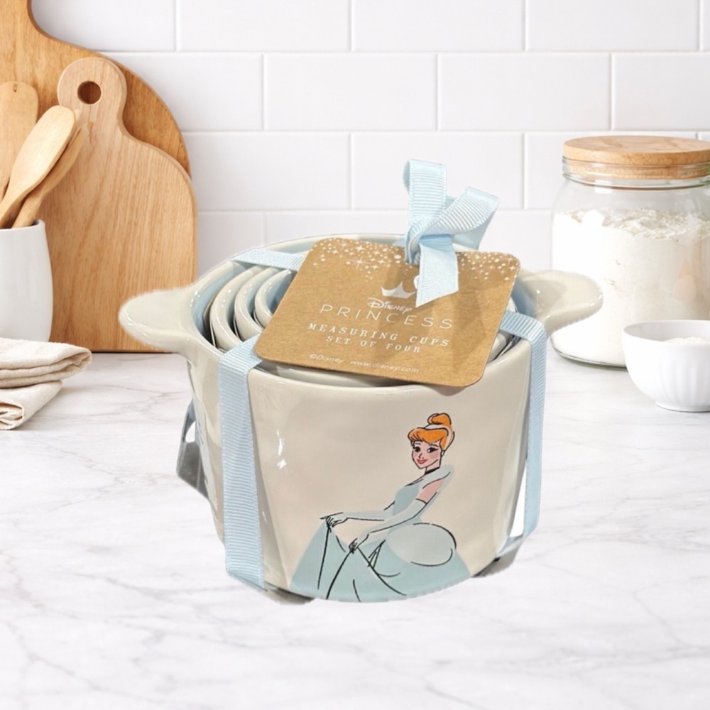 NWT Rae Dunn x Disney Cinderella Ceramic Measuring Cups Set of 4